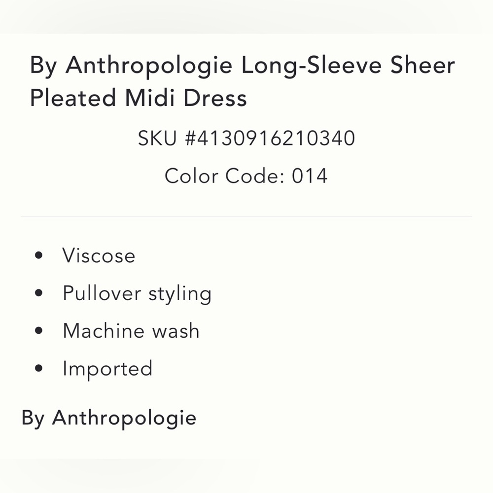 NWT ANTHROPOLOGIE Long Sleeve Sheer Pleated Maxi Dress Neutral XS-M - Picture 4 of 16